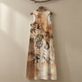 thumbnail image 5 of Xoenoiee Tiger Tree Leaf Print Womens 2026 Summer Maxi Dress Cotton Linen Round Neck Sleeveless Sundresses with 2 Pockets Casual Beach Party Spring Long Dresses Plus Size, XL, 5 of 7