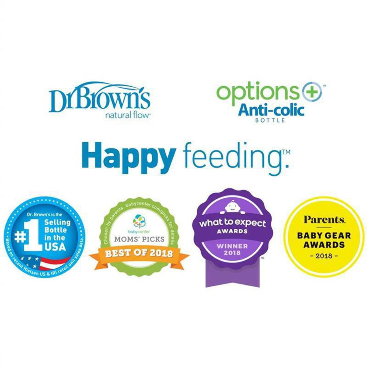 Dr. Brown's Options+ Wide-Neck Glass Baby Bottles, 5 Ounce, 3Count