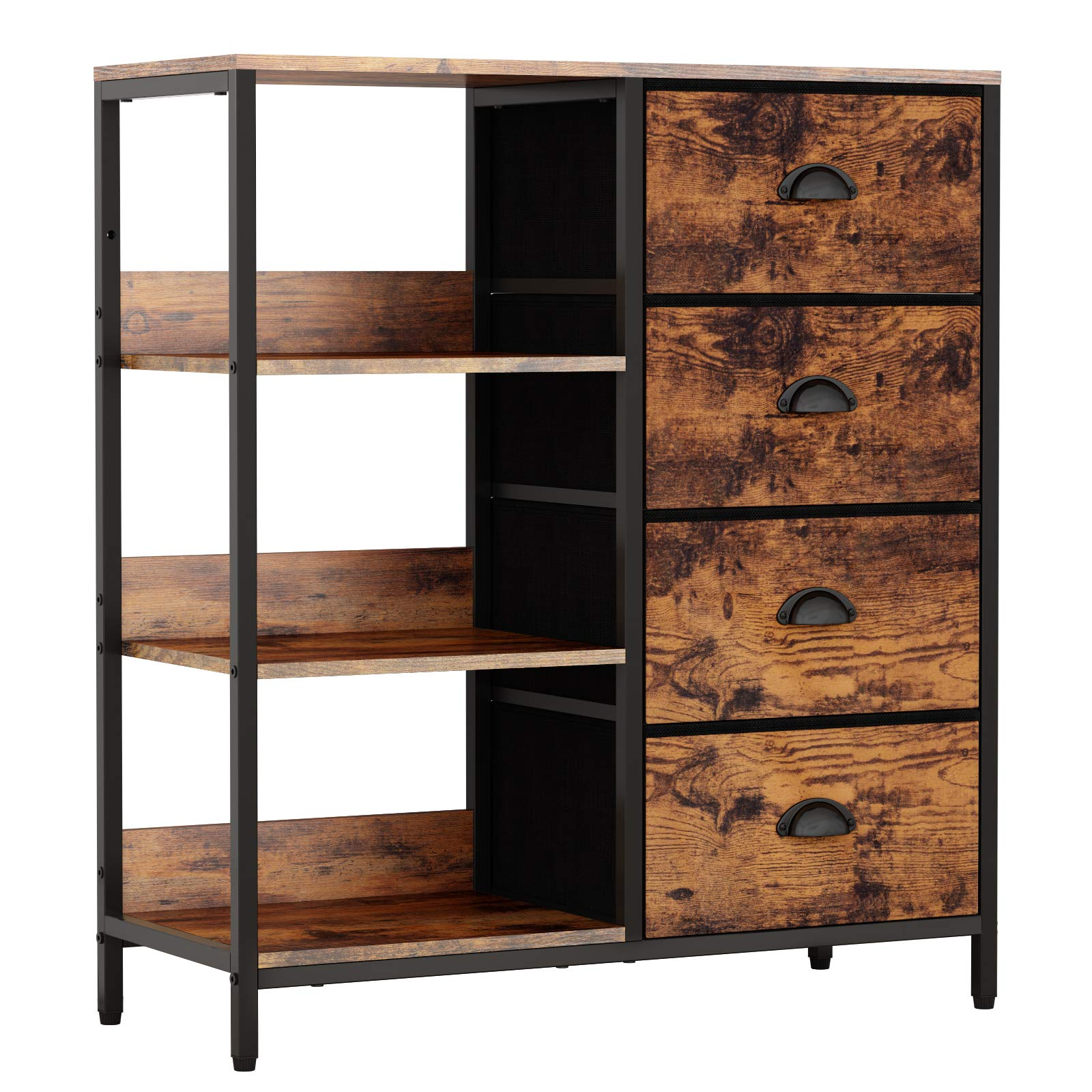 Fabric Dresser with 4 Drawers and Side Shelf,Industrial Lightweight