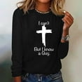 thumbnail image 2 of I Can't But I Know A Guy Shirts for Women Jesus Cross Graphic Tees Long Sleeve Tops Loose Crew Neck Christian Tshirt, 2 of 4