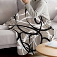 thumbnail image 3 of Brown Geometric Blanket Soft Cozy Warm Twin Blanket for Bed, Plush Fuzzy Flannel Fleece Blankets for Sofa, Vintage Black White Striped Abstract Art Throw Blankets for Couch, Gifts for Men, 60"x80", 3 of 9