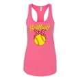thumbnail image 2 of Wild Bobby, Cute Ribbon Bow Softball Mom Gift, Mother's Day, Women Racerback Tank Top, Hot Pink, Large, 2 of 3