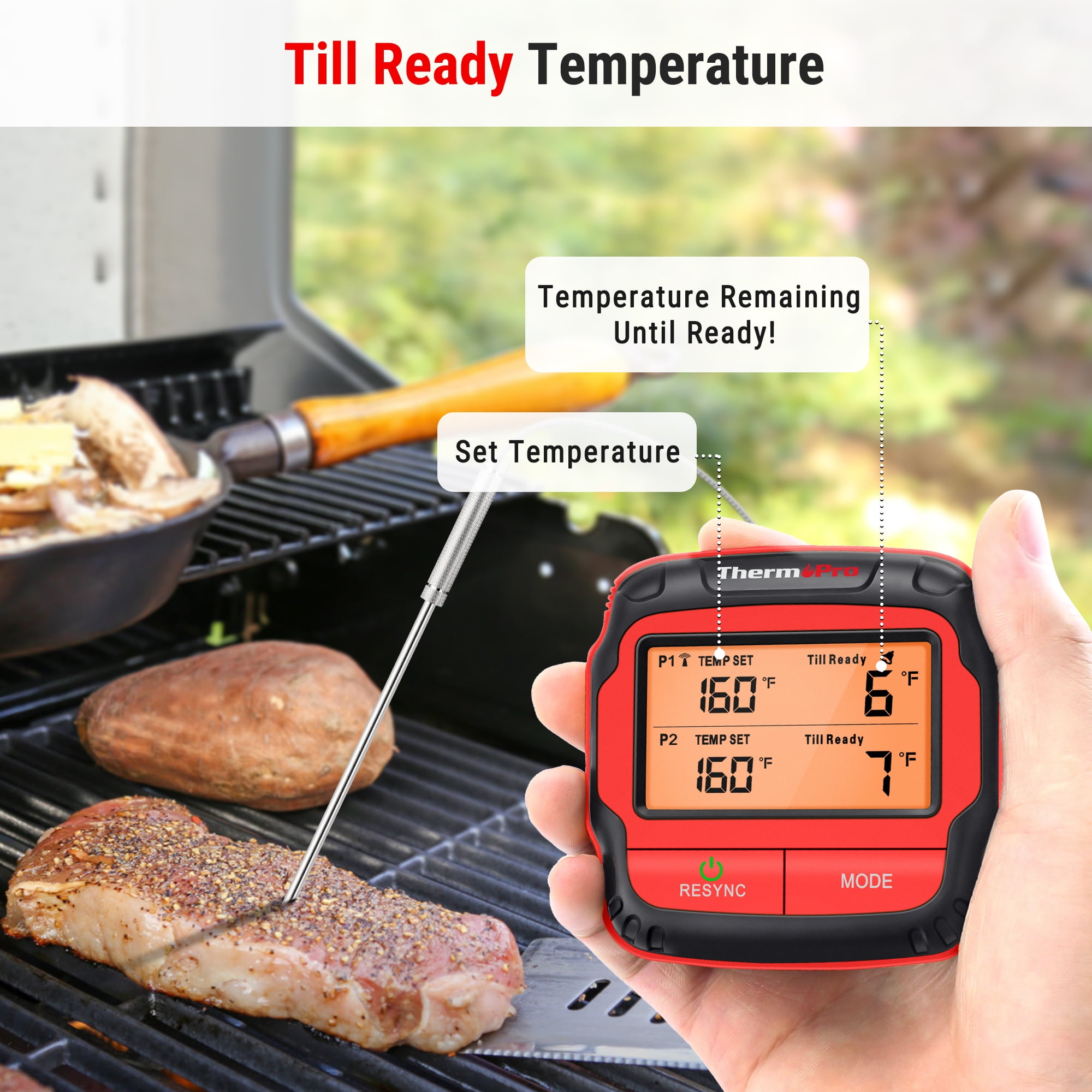 ThermoPro TP08 300FT Wireless Meat Thermometer for Grilling Smoker BBQ  Grill Oven Thermometer with Dual Probe Kitchen Cooking Food Thermometer -  Yahoo Shopping