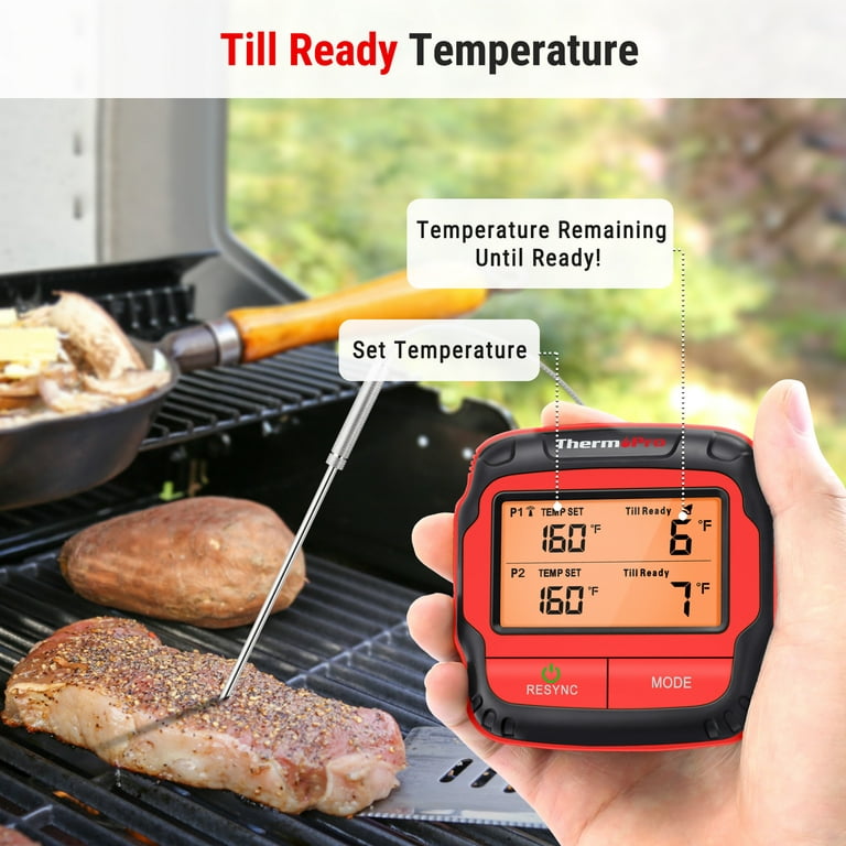 Wireless Meat Thermometer for Grilling and Smoking, Food Thermometer for  BBQ Smoker Oven Cooking Steak, Grill Thermometer for Outside Grill with 4