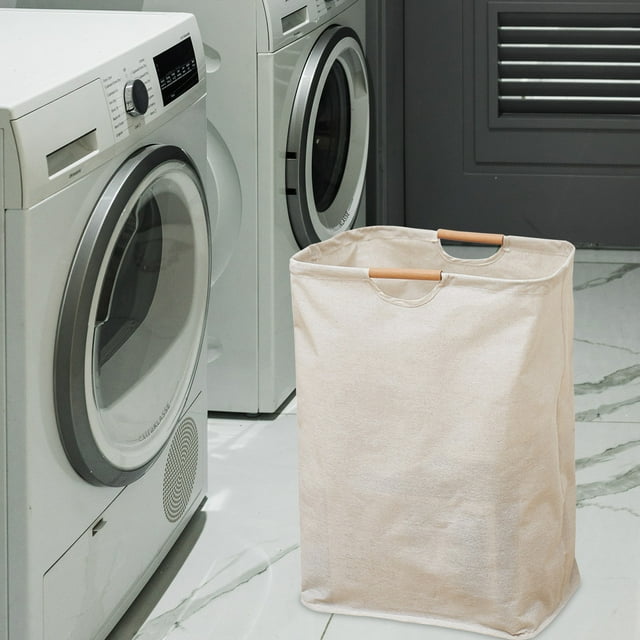 Fiudx Cesta de Ropa Plegable, Diseño de Tela Beige, Ahorra Espacio, Ligera y Portátil, Gran Capacidad, Fácil de Guardar, Ideal para Dormitorios y Apartamentos, Tamaño 55 X 41 X 29 Cm.