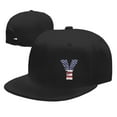 thumbnail image 7 of DouZhe Flat Brim Cap Snapback Hat, Letter Y Usa Flag Stickers Prints Adjustable Black Adult Baseball Cap, 7 of 7