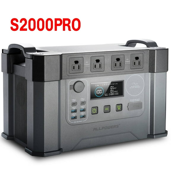 ALLPOWERS S2000Pro Portable Power Station, 2400W AC (4000W Peak), 1451Wh Solar Generator for Outdoor Camping, Home Backup, Emergency