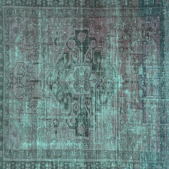 Ahgly Company Indoor Square Oriental Turquoise Blue Traditional Area Rugs, 3' Square