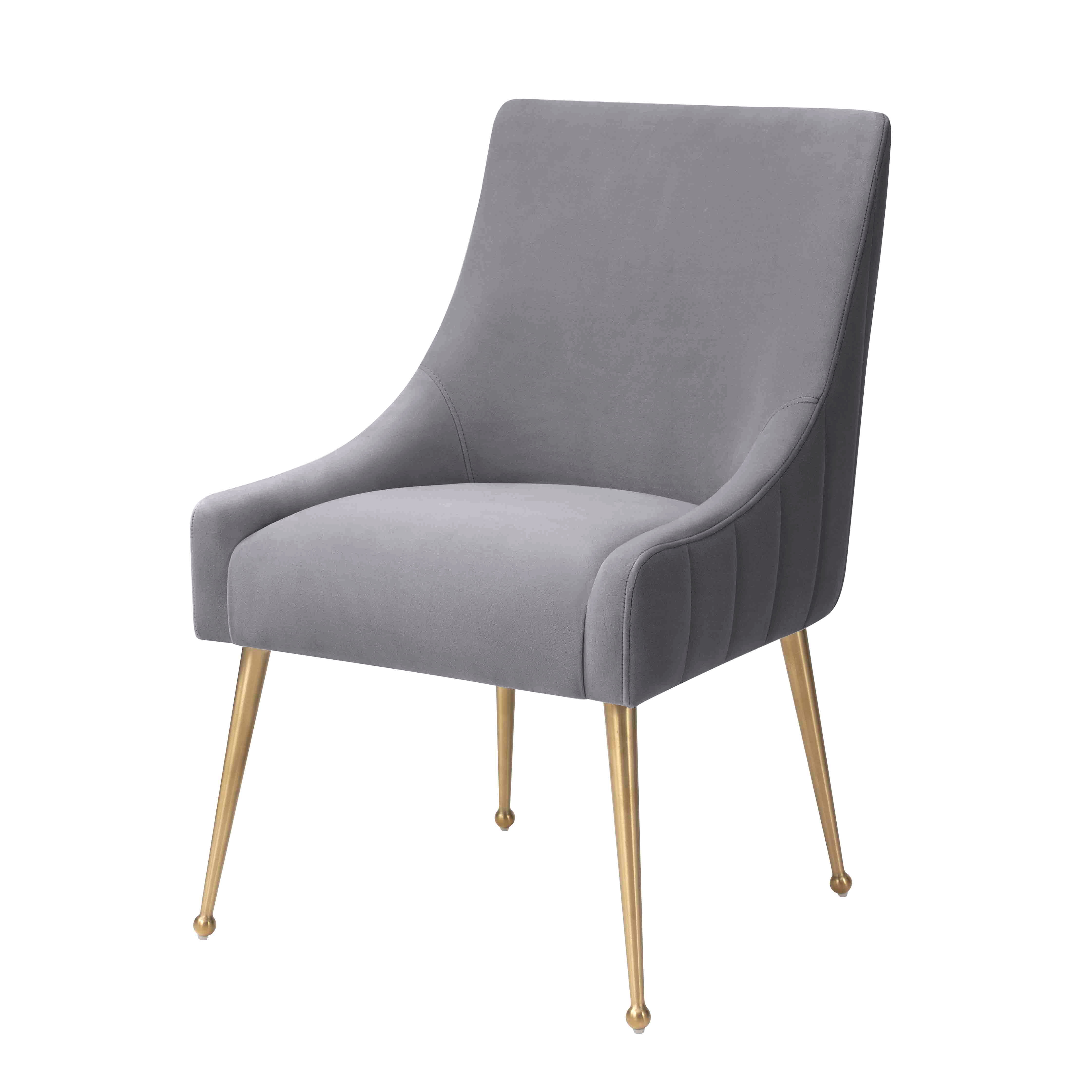 Beatrix pleated light grey 2024 velvet side chair