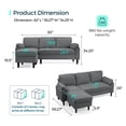 LINSY HOME 82" Reversible Sectional Sofa Couch, 3 Seater L -Shaped Sofa with Movable Ottoman for Living Room, Dark Gray