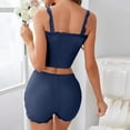 thumbnail image 4 of Guluxicc 2 Piece Women's Lounge Sets U Neck Spaghetti Strap Cami Top Lace Trim Button Ribbed Knit Shorts Casual Pajama Sets, 4 of 6