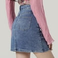 thumbnail image 3 of Dpytoraw Denim Skirt High Waisted A Line Skirt Hottie Bag Hip Slit Skirt Women’s Button Down Denim Skirt Blue, 3 of 5