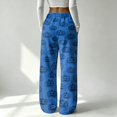 thumbnail image 3 of Blue Womens Jogger Pajamas Pants Loose fit Elastic Waist Wide Leg Pajama Bottoms,Lounge Sleepwear,Halloween Outfits for Women L, 3 of 6