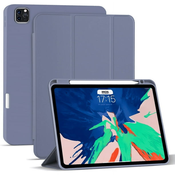 Funda protectora para iPad con ranura para lápiz derecha, funda protectora plana de cuero, funda blanda de 10,2 pulgadas
