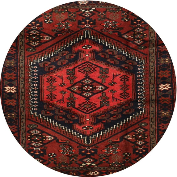 Ahgly Company Machine Washable Indoor Round Traditional Bakers Brown Area Rugs, 3' Round