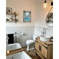 thumbnail image 6 of Daisy Canvas Pictures Bathroom Wall Art Modern Flower Bathtub Artwork Rustic Wood Board Background Wall Art Decor Living Room Bedroom Office Wall Decor Framed Ready to Hang Blue Teal Size 12x16 inch, 6 of 6