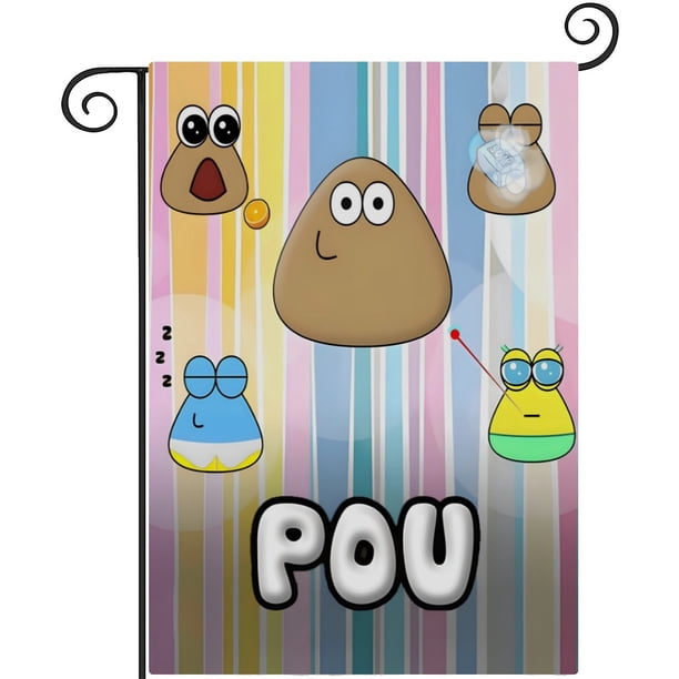 Pou-bandera de jardín temática. Regalo perfecto para fans, amigos y familiares, ideal para actividades al aire libre y decoración de fiestas.28CM*45CM