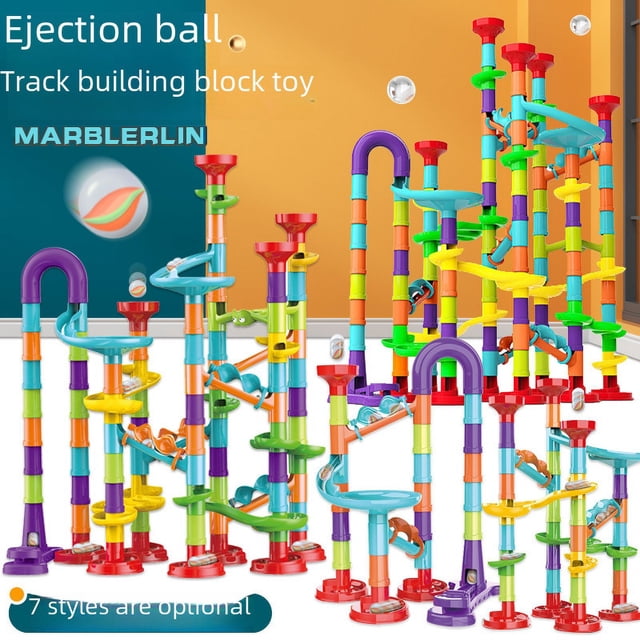 Bloques de construcción con tobogán de bola de pista de catapulta intercambiable, laberinto tridimensional, ensamblaje de tuberías, juguetes de educación temprana para niños