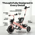 thumbnail image 6 of JoyStone 2-in-1 Toddler Tricycle for Ages 1-4 Years, Kids Trike Toddler Bike with Removable Push Handle, Adjustable Seat & Basket, Pink, 6 of 12