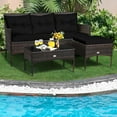thumbnail image 4 of Costway 3 PCS Patio Rattan Furniture Set 3-Seat Sofa Cushioned Table Garden Black, 4 of 10