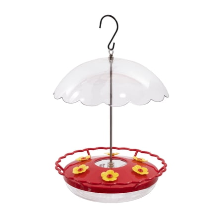 Vibrant Life Plastic Hummingbird Saucer with Rainproof Dome Feeder, Red, 12 oz Capacity