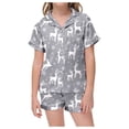 thumbnail image 1 of GDREDA Pyjamas pour Filles Ensemble de Pyjama de Noël Classique Imprimé Col Boutonné Manches Courtes & Shorts (Violet, 2-3 Ans), 1 of 6