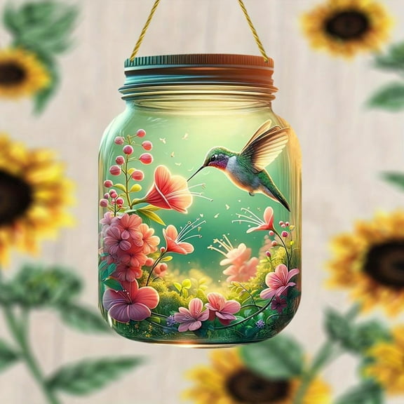 CxhicLuv Acrylic Bottle Hummingbird Pendants, Flower & Bird Window Decor, High Transparency for Dazzling Light, Weather-Resistant for Outdoor Use, Easy to Install, Artistic Addition to Spaces