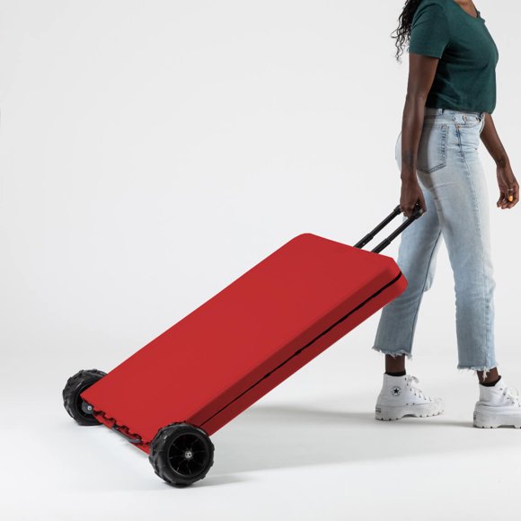 Créative Table Pliante pour l'Extérieur, 6 Pi, Roues Intégrées, Plastique Portable et Durable, Événements Intérieurs/extérieurs, Peut Contenir jusqu'à 4 Chaises, Parfaite pour le Camping/pique-Nique/tailgate/fête, Facile à Nettoyer