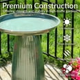 thumbnail image 3 of Sunnydaze Gleeful Garden Freestanding Metal Outdoor Bird Bath, UV-Resistant Molten Green, 3 of 13