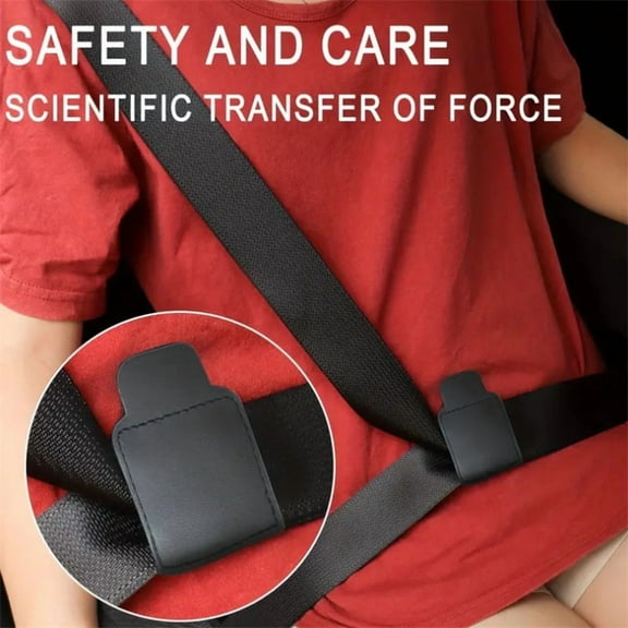 Car Seat Belt Adjuster Black PU Leather Seat Belt Limiter Fixed Clip Anti-stretching Neck Belly Car Interior Accessories