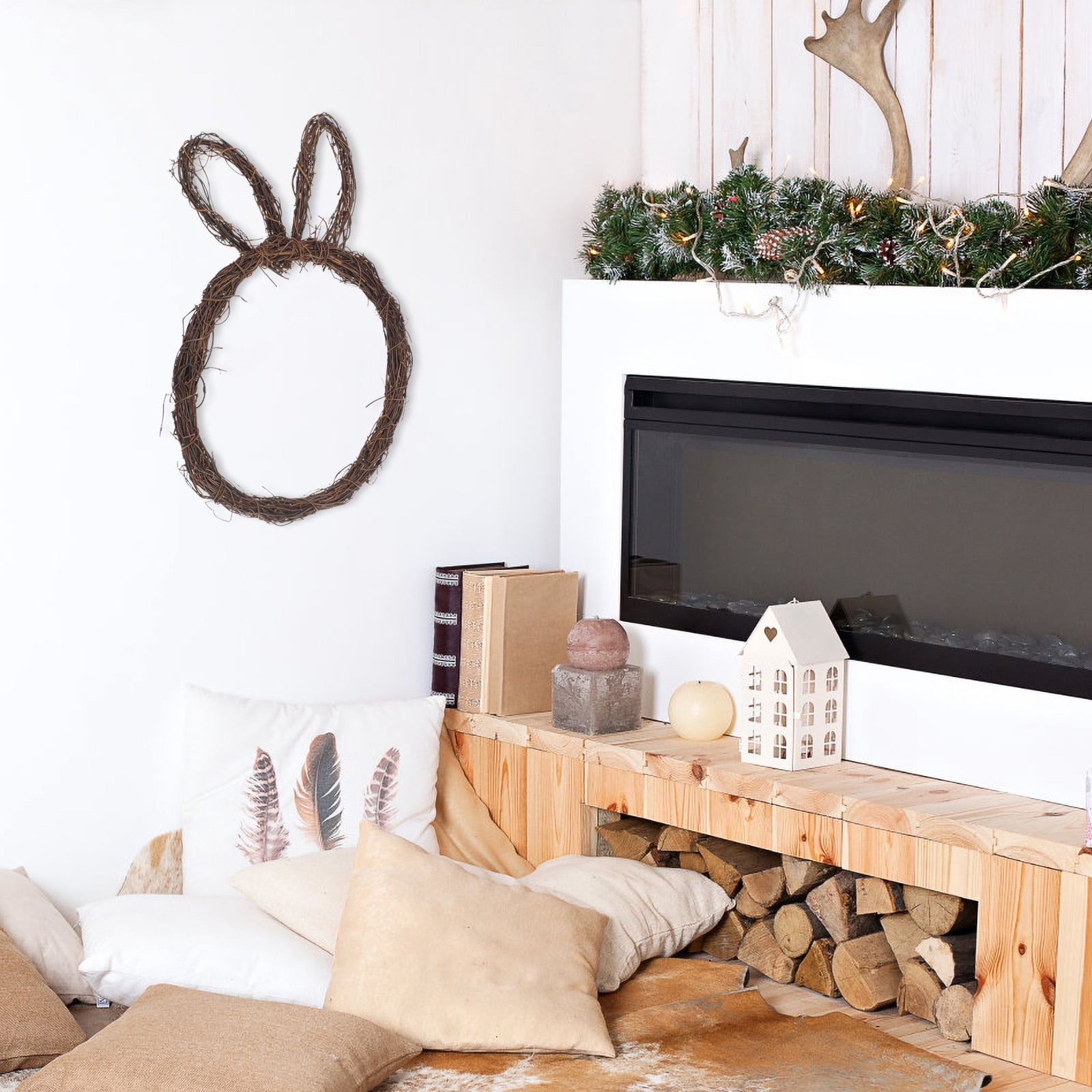 5 Count Garden Rabbit Statue Moss Bunny Decor Garland DIY Creative Decoration