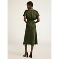 Scoop Women’s Lace Trimmed Bias Cut Midi Dress with Flutter Sleeves ...