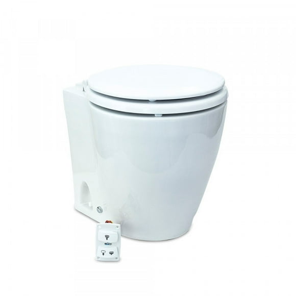 Albin Toilet 07-03-045 Marine Series; Permanent; White Wooden Seat With 13 Inch Seat Height; Rocker Switch Control Panel With Normal Flush Cycle; Electric Flush; White Vitreous Porcelain