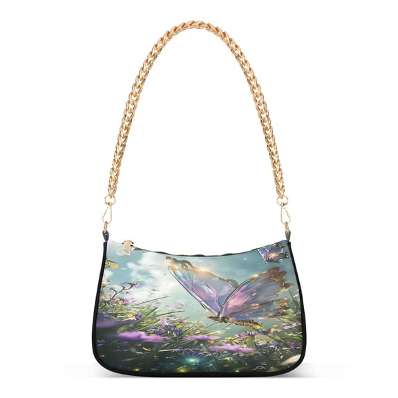 ALAZA Dreamy Butterfly Landscape Women's Chain Shoulder Bag Hobo Handbag Tote Crossbody Purse