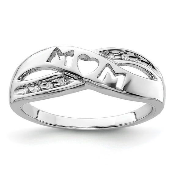 Auriga Fine Jewelry 925 Sterling Silver Diamond Mom Ring Size 7 for Women