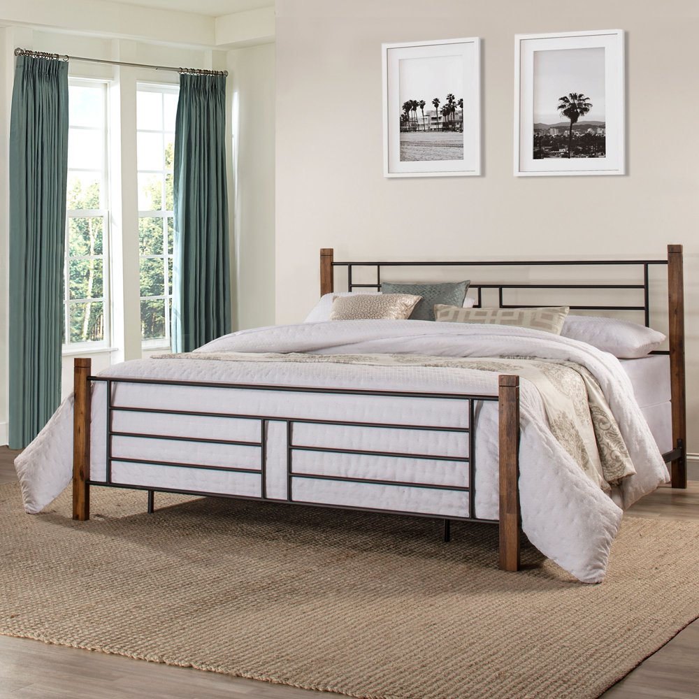 Hillsdale Furniture Raymond King Metal Bed with Weathered Dark Brown