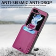 thumbnail image 5 of Luxury Leather Case For Samsung Galaxy Z Flip 6 with Card Slot Wallet Cover, RFID Blocking Designed, Kickstand, Back Magnetic Protective Phone Case with Finger Ring Holder Grip,Purple, 5 of 9