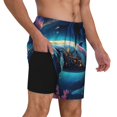 thumbnail image 2 of Yiaed Vintage Colorful Patterned Dolphin Print Mens Swim Trunks Bathing Suit Compression Liner Beach Swim Shorts Swimwear Quick Dry Zipper Pocket No-Chafing Board Short-3X-Large, 2 of 6