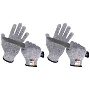 2 Pairs Evridwear Cut Resistant Gloves with Silicone Grip Dots ( Gray+Gray,S)
