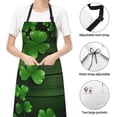 thumbnail image 5 of Green Clovers Wood Adjustable Apron with 2 Pockets, St Patrick's Day Chef Bib Gift for Kitchen Cooking BBQ, 5 of 7