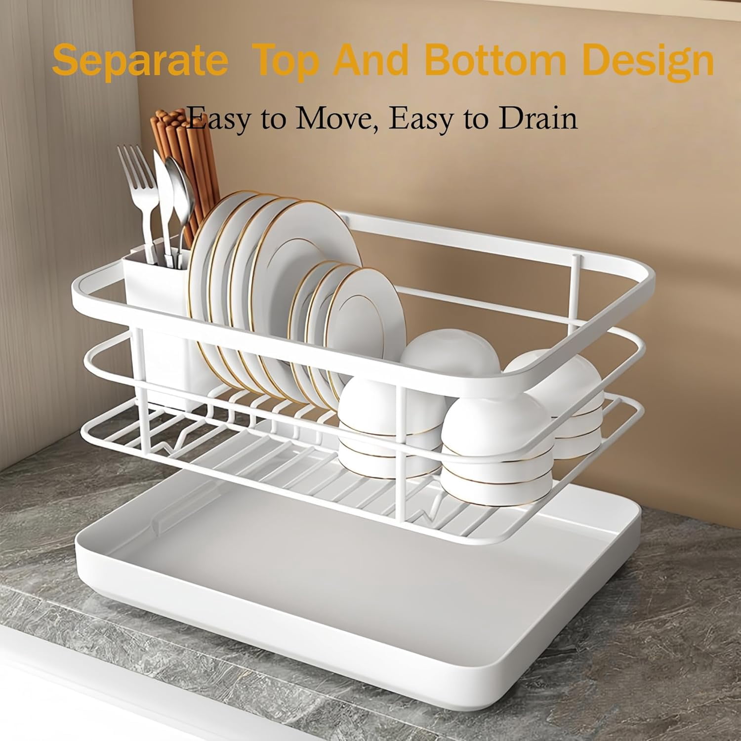 Kitchen Sink Dish Drying Rack: Drying Dish Rack, 2025 New Multifunctional Dish Rack with Drainer Tray, Chopstick Holder, and Wine Glass Rack, Dish Drainers for Kitchen Counter (Black)