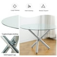 thumbnail image 4 of Sumdeal Modern 47" Round Glass Dining Table and 4 Velvet Upholstered Chair Set,Black and Silver Leg, 4 of 6
