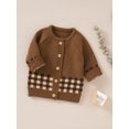 thumbnail image 4 of TSEXIEFOOFU Baby Girl Boy  Plaid Knit CardiganLong Sleeve Button-Down Knitted Cardigan Sweater, 4 of 9