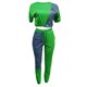 thumbnail image 2 of TRKIYQC Conjuntos de Pantalones Largos para Mujer, Camiseta Corta de Patchwork de Manga Corta + Conjunto de Pantalones de Cintura Elástica de Cintura Alta TRKIYQC moda, 2 of 5
