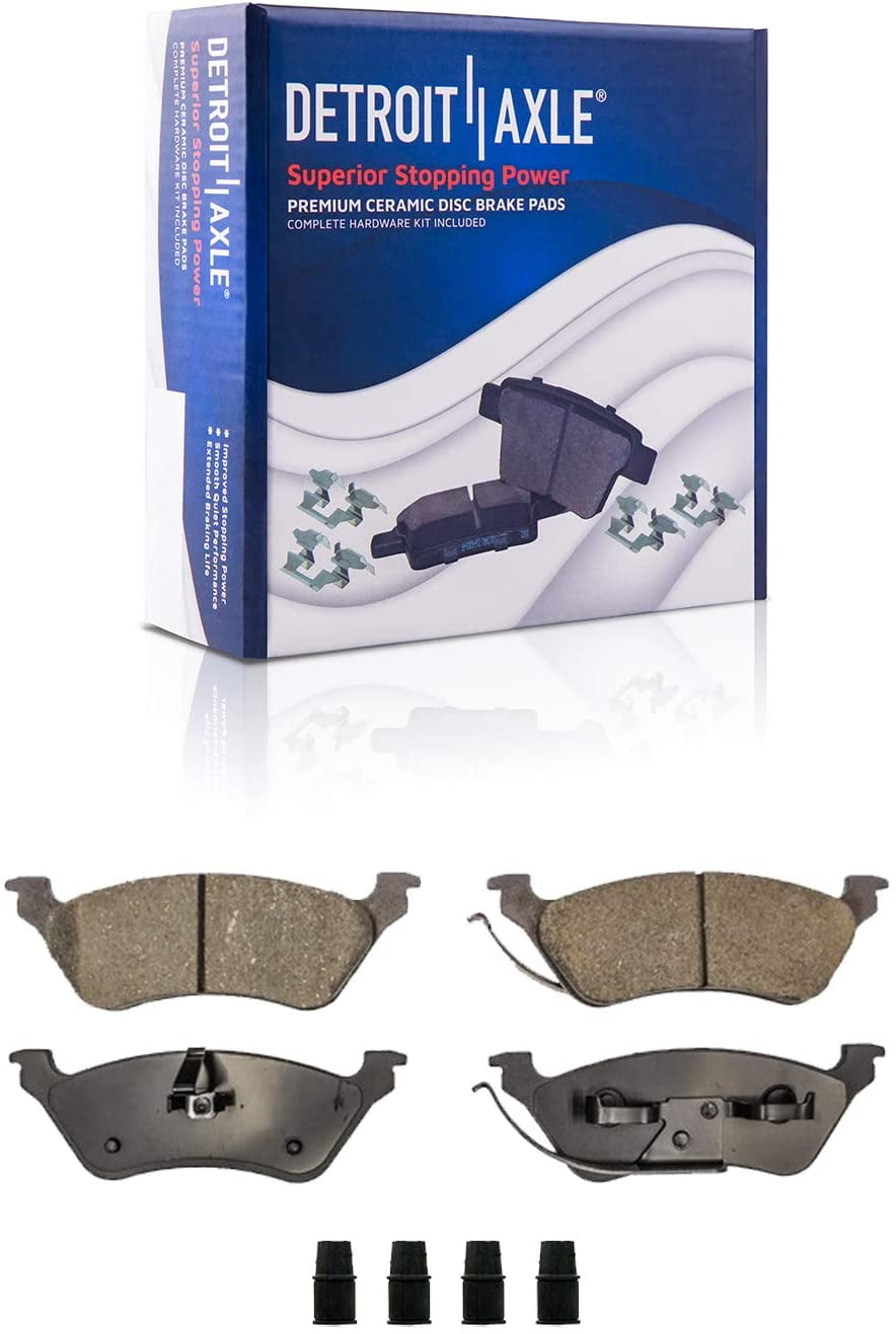 Ceramic Brake Pads w/Hardware Disc Rotors Front Rear Brake Kit for Dodge Grand Caravan Journey Town & Country 8pc Detroit Axle 