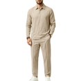 thumbnail image 4 of DORKASM Men's Linen 2 Piece Set Long Sleeve Shirt Pants Outfit Khaki M, 4 of 6