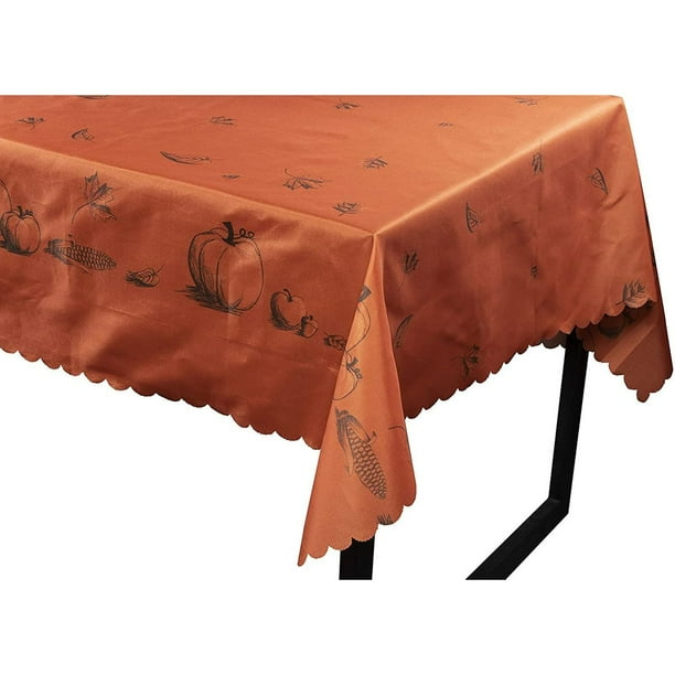 2 Pack Pumpkins Plastic Tablecloth Table Cover For Thanksgiving Rectangular Orange 83 X 59 In Walmart Com