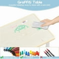 thumbnail image 4 of Towallmark 47.2" x 23.6" Kids Table and 6 Chairs Set, Adjustable Height Childrens Table Set for Ages 3-10, Toddler Activity Table with Graffiti Top, Non Slip Legs, 300Lbs Capacity, 4 of 9