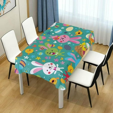 

Hyjoy Easter Bunny Egg Chick Rectangle Tablecloth Spill-Proof Polyester Table Cloth Table Cover for Kitchen Dining Picnic Holiday Party Decoration 60x120 Inch