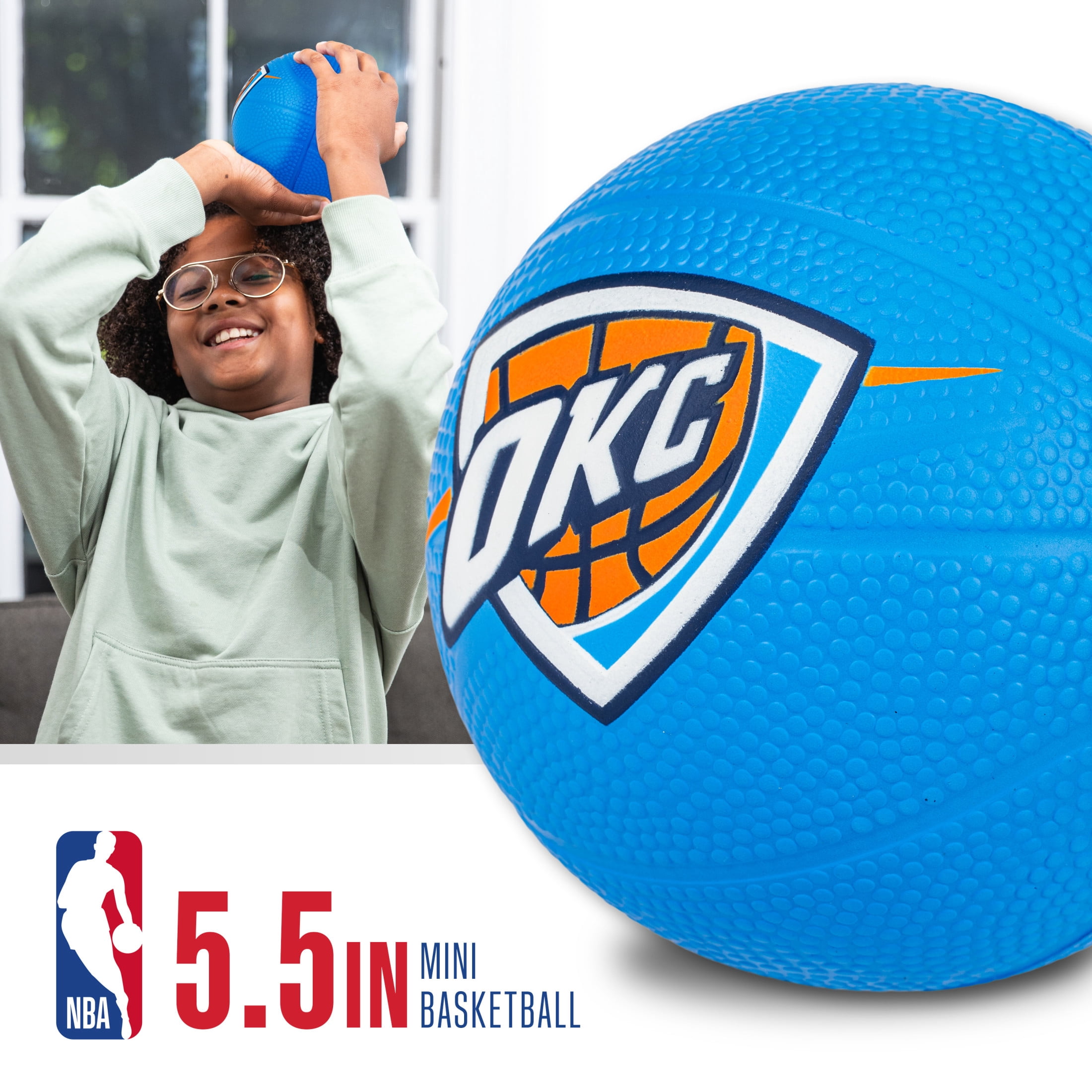 Franklin Sports NBA Oklahoma City Thunder Mini Foam Basketball - Kids 5.5" Inch Toy Basketball for Over the Door + Mini Indoor Basketball Hoops - NBA Fan Shop Soft Foam Indoor Kids Basketballs